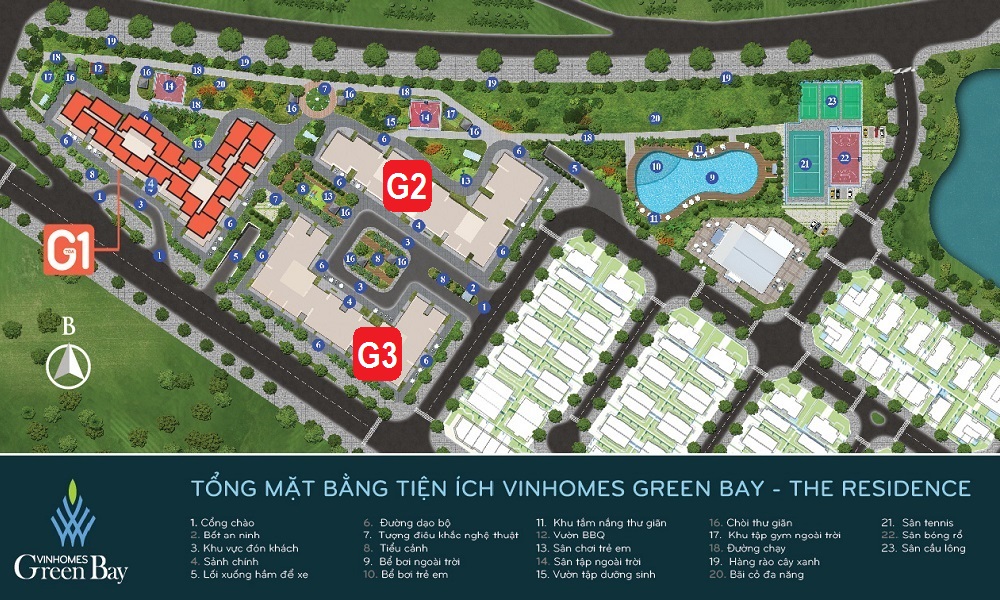 Vị trí trung tâm của trung tâm G3 Vinhomes Green Bay