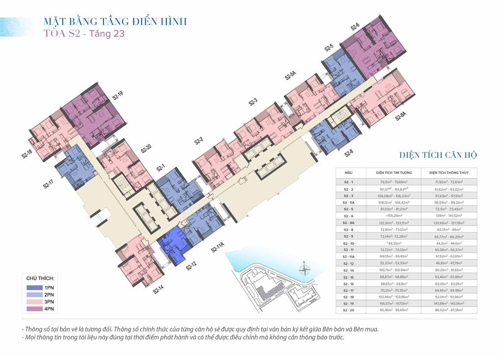 Mặt bằng tầng điển hình tòa S2 Vinhomes Skylake tầng 23